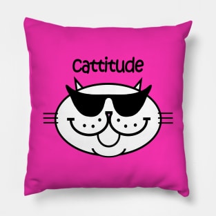 Cattitude 2 - Frosty White Pillow