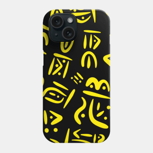 Black Versecism Art, Yellow Symbols, Outer Space Pattern, Birthday Gift Idea Phone Case