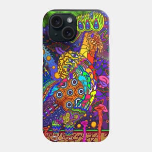 PSYCHEDELIC TRIPPY HORROR VACUI ANIMAL ROOSTER  WITH SUN PLANETS GALAXIES - full colour Phone Case