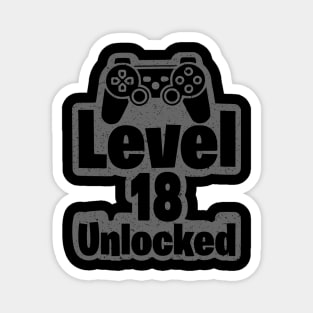 Level 18 Unlocked Retro vintage 18th Birthday Gamer Gift Magnet