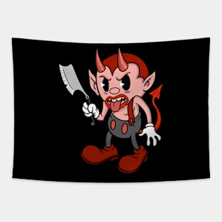 Devil With a Razor Creepy cartoony Horror Art Tapestry