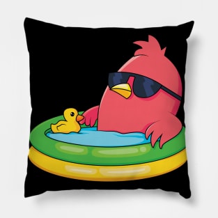Cool and Relaxed Swimming Sunglasses Bird in a Pool Pillow