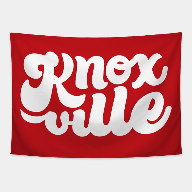 Knoxville Script - White + Red Tapestry by jepegdesign