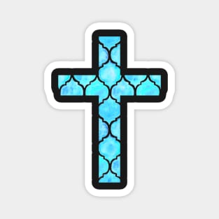 Blue Easter Cross Design Magnet