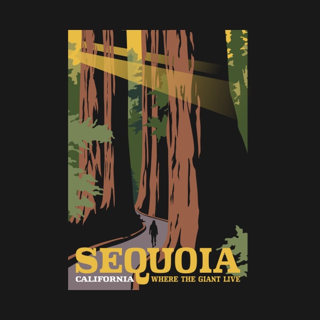 California Sequoia Vintage Style Travel Poster Design by Terrybogard97