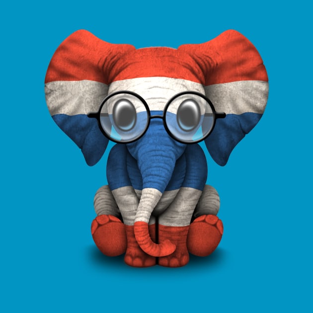 Baby Elephant with Glasses and Thai Flag by jeffbartels