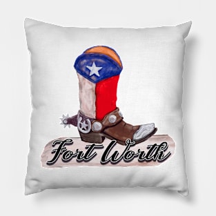 Fort Worth Texas Cowboy Boot Pillow