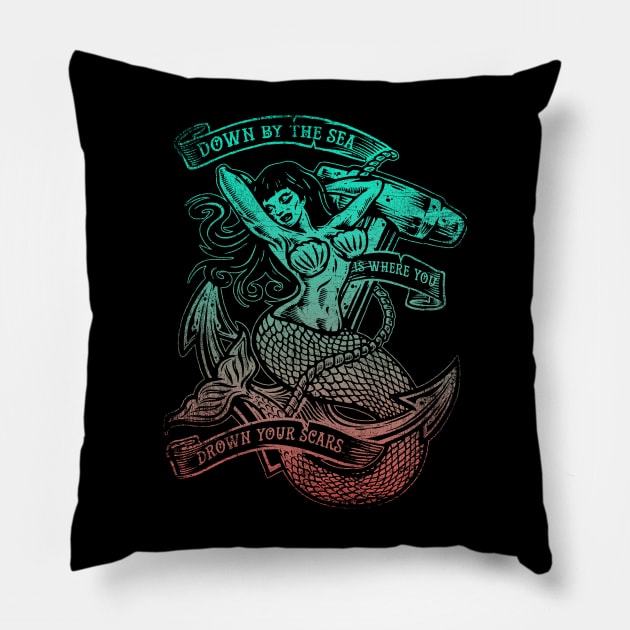 "DOWN BY THE SEA" Pillow by joeyjamesartworx