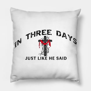 In Three Days Just Like He Said Easter Christian Pillow