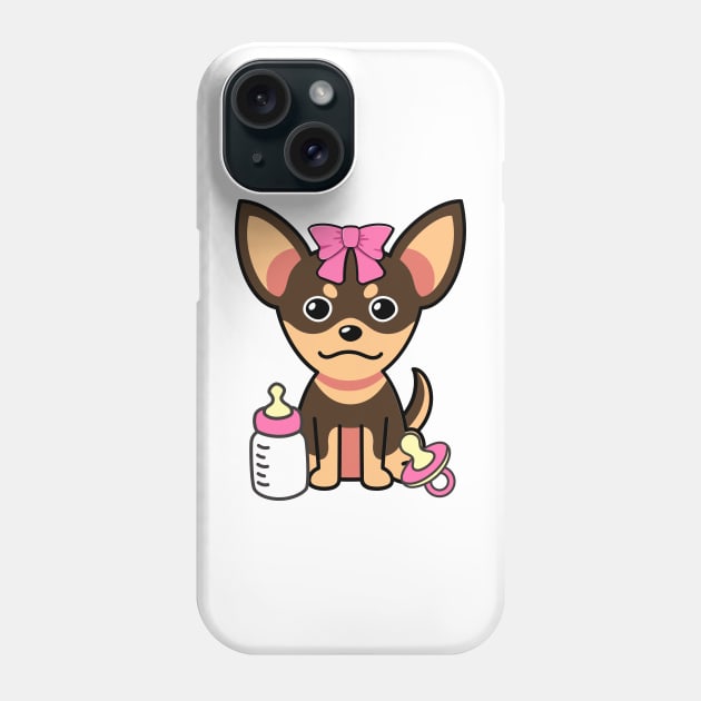 cute baby small dog wears a pink ribbon Phone Case by Pet Station