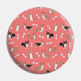 Cute corgi pattern - pink Pin