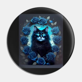 Cat with Roses - Modern digital art Pin