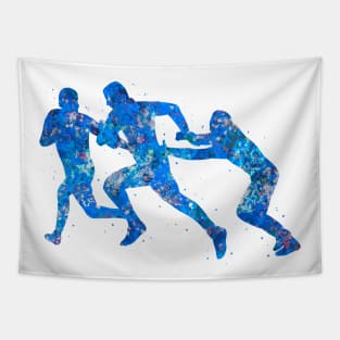 Rugby player blue art Tapestry