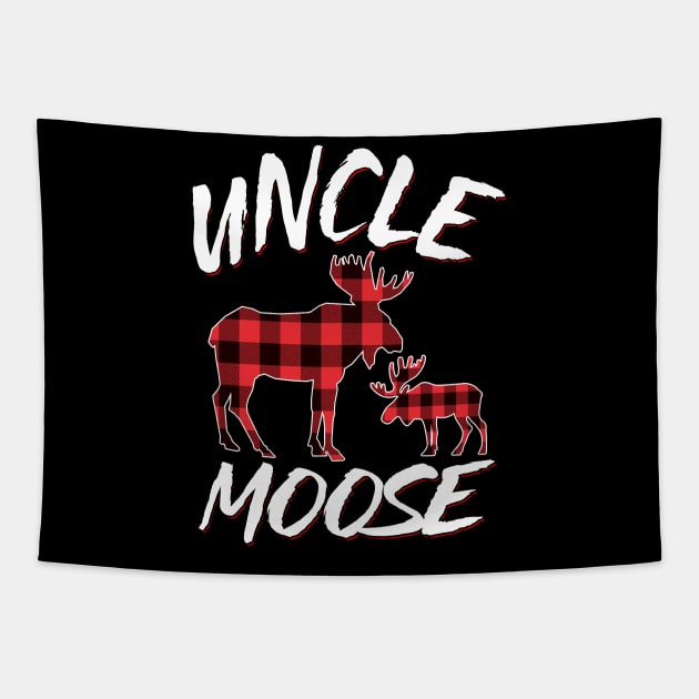 Red Plaid Uncle Moose Matching Family Pajama Christmas Gift Tapestry by intelus