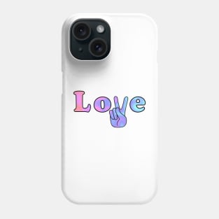 PEACE Sign Hand Retro Love Typography Phone Case