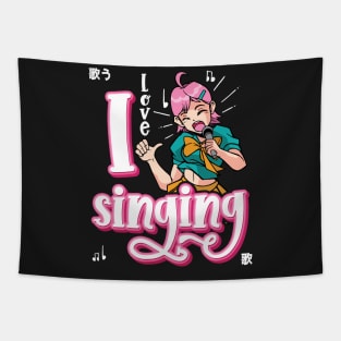 I Love Singing - Music Acapella Anime Singer Girl product Tapestry