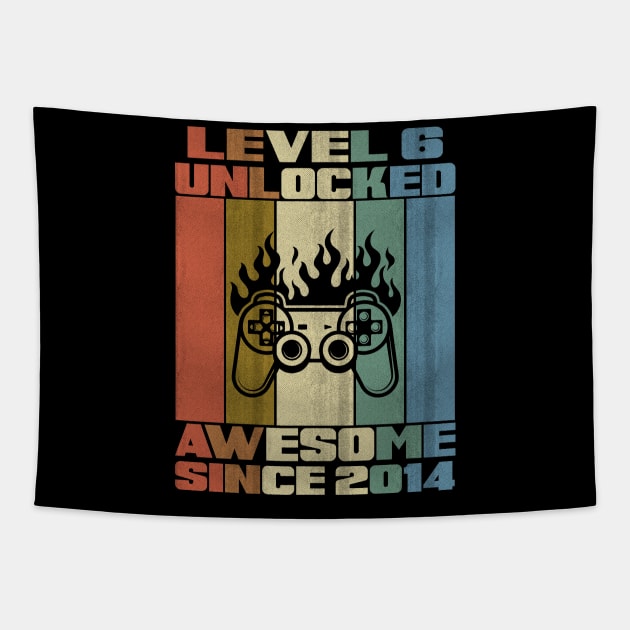 Level 6 Unlocked Birthday 6 Years Old Awesome Since 2014 Tapestry by 5StarDesigns