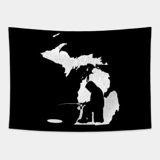 Michigan Ice Fishing State Map Tapestry