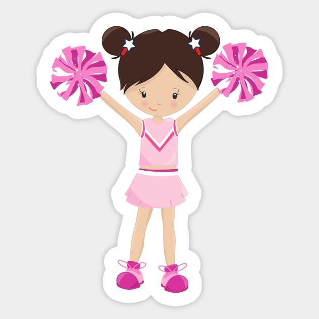 Cheerleaders, Cute Girl, Brown Hair, Cheerleading - Cheerleaders - Sticker