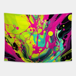 Neon Pink and Yellow Abstract Flow Tapestry