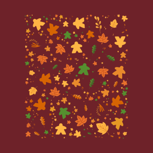 Meeple Autumn Pattern Board Games T-Shirt