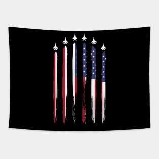 American Flag USA Airplane Jet Fighter 4th of July Patriotic Tapestry