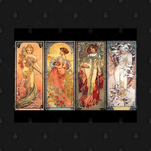 Alphonse Mucha Four Seasons Art Nouveau by JoolyA