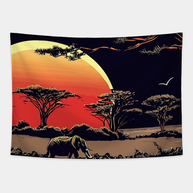 Zambia landscape Tapestry by TomFrontierArt