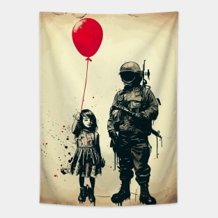 Peace and freedom, girl with red baloon Tapestry