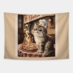 Kitten and pizza Tapestry