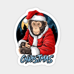 Christmas chimpanzee monkey with santa claus set Magnet