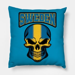 SWEDEN FLAG IN A SKULL EMBLEM Pillow