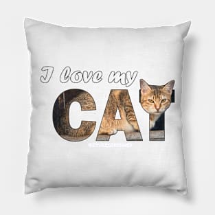 I love my cat - beige tabby cat oil painting word art Pillow