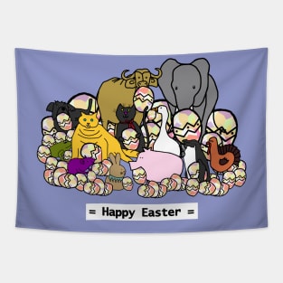 Happy Easter from these Cute Animals with Funny Easter Eggs Tapestry