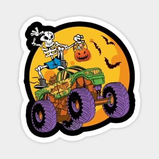 Kids Skeleton Monster Truck Trick Treat Halloween Magnet