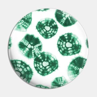 Shibori Kumo tie dye emerald green dots over white Pin