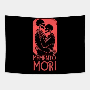 Memento Mori  Red Skeleton Kiss T-shirt Tapestry