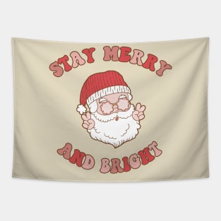 Retro Christmas Santa Stay Merry and Bright Tapestry