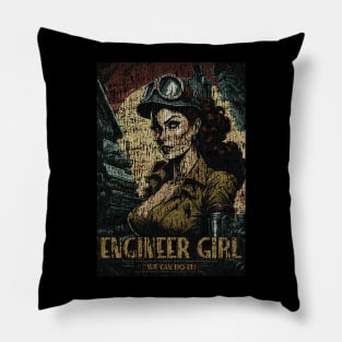 Engineer Girl Vintage Cracked Pillow