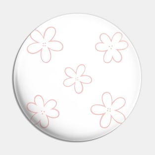 Minimal Abstract Flowers - White with Blush pink border Pin