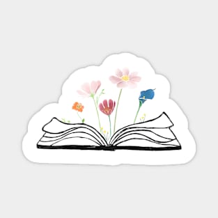 Flowers growing form a book - beautiful reading - pink Magnet