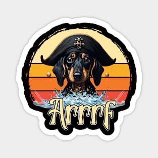 Cute Dachshund Pirate - Funny 'Arrrf' Pirate Doggo Magnet