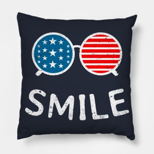 Vintage USA Flag Smile Sunglasses Pillow