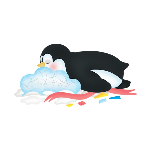 Cute penguin falls asleep after partying by Athikan