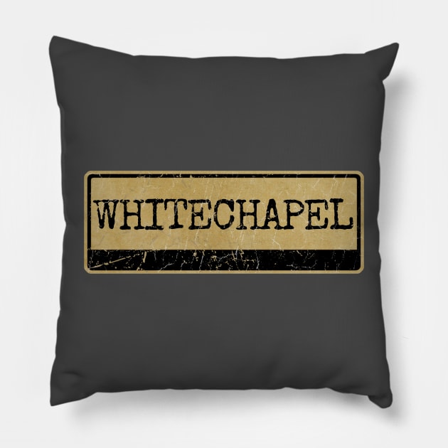 Aliska, text black retro Whitechapel Pillow by Aliska