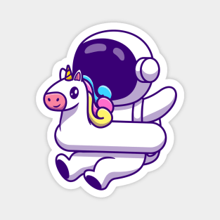 Cute Astronaut Wearing Unicorn Swimming Tires Magnet