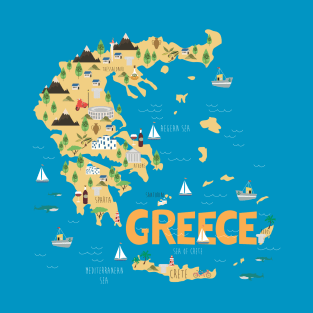 Greece illustrated map T-Shirt