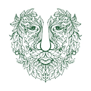 Green Man Head Front Mandala T-Shirt