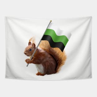 Red Squirrel with a Neutrois Pride Flag Tapestry