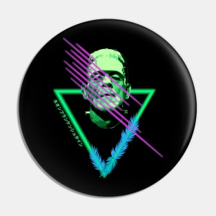 Neon Frankenstein Vaporwave Synthwave Pin